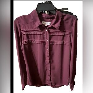 Nanette Lepore Burgundy Button-Up Blouse